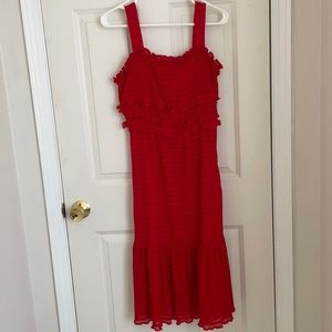 Red Midi dress with detailing